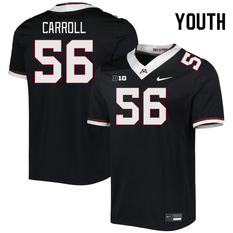 Youth #56 Brett Carroll Minnesota Golden Gophers College Football Jerseys Stitched-Black